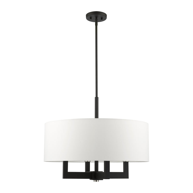 Cresthaven 4-Light 24" Chandelier in Black with Brushed Nickel Accents