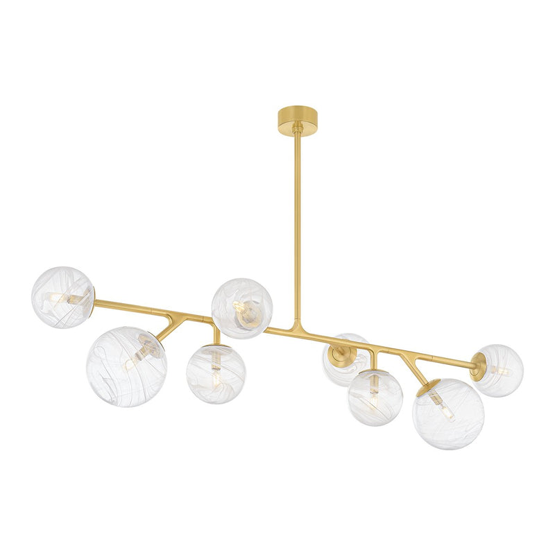 Glasgow 8-Light Linear Chandelier in Vintage Polished Brass