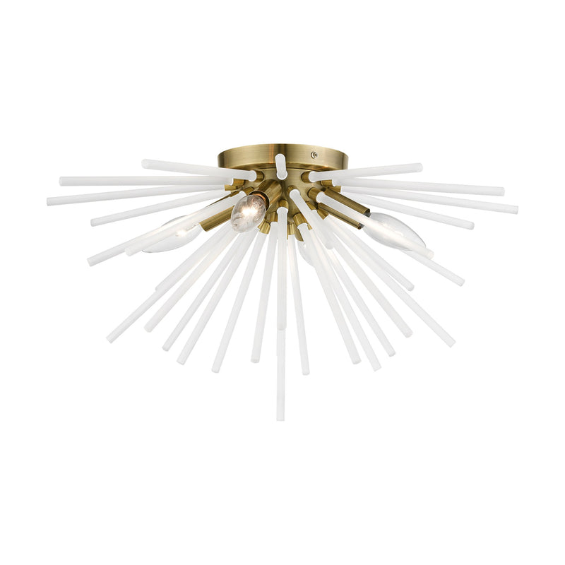 Uptown 4-Light Flush Mount in Antique Brass