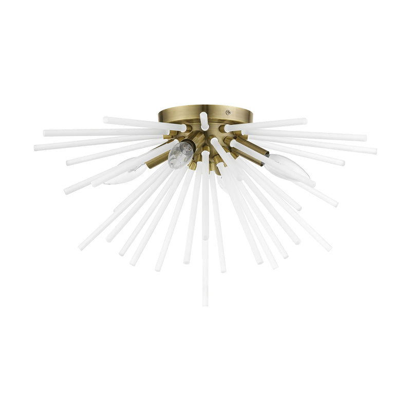 Uptown 4-Light Flush Mount in Antique Brass