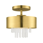 Orenburg 3-Light Semi-Flush Mount in Natural Brass