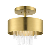 Orenburg 3-Light Semi-Flush Mount in Natural Brass