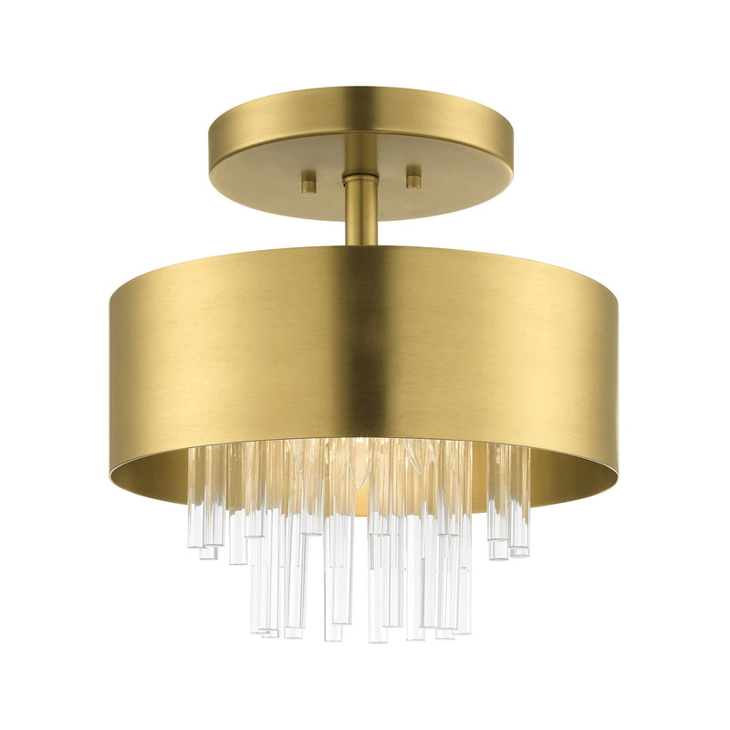 Orenburg 3-Light Semi-Flush Mount in Natural Brass