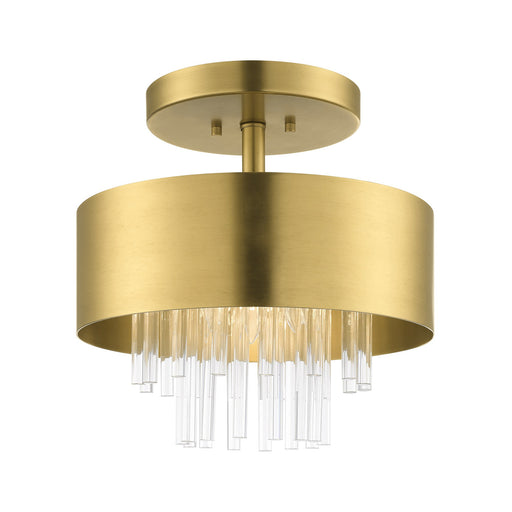 Orenburg 3-Light Semi-Flush Mount in Natural Brass