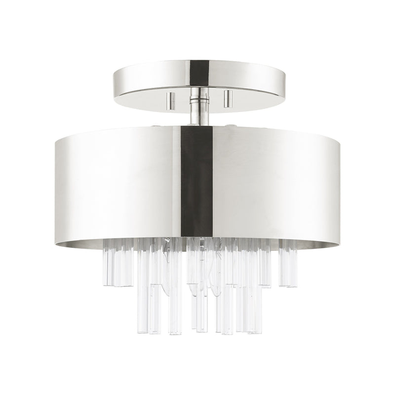 Orenburg 3-Light Semi-Flush Mount in Polished Nickel