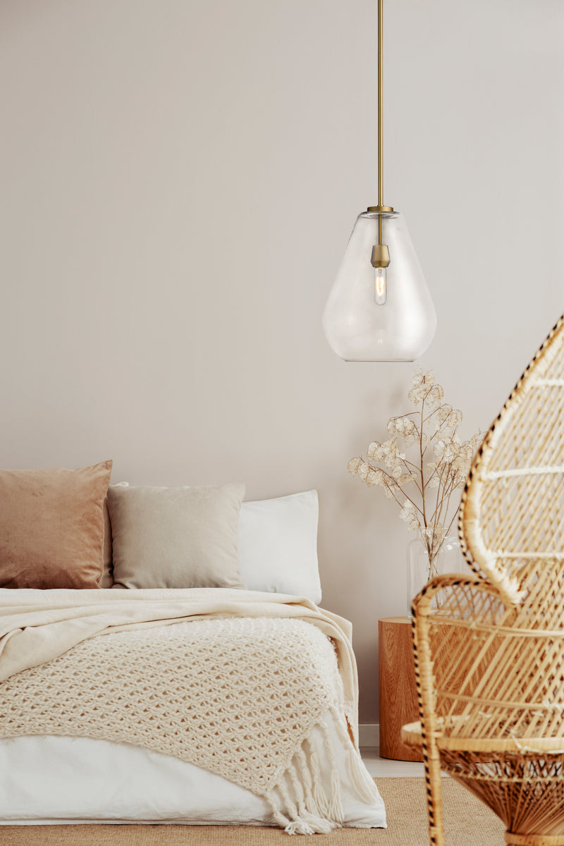 Ayra 1 Light 12" Pendant in Olde Brass in a room setting