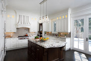 Ayra 3 Light 36" Linear Pendant in Brushed Nickel in a room setting