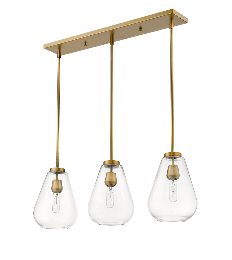 Ayra 3 Light 36" Linear Pendant in Olde Brass