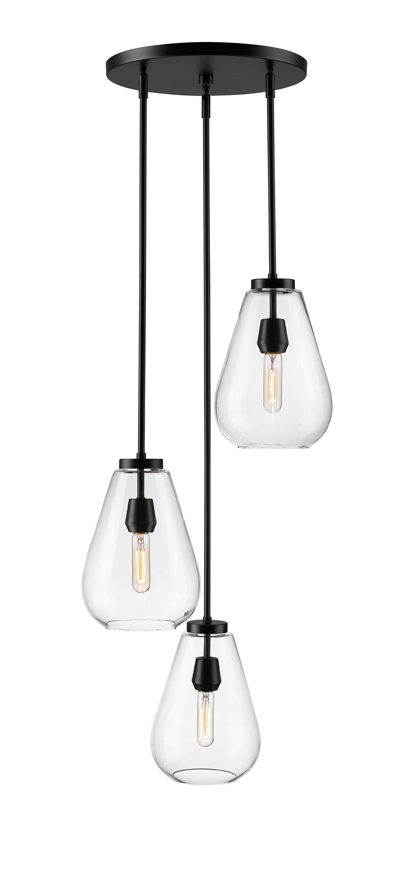 Ayra 3 Light 18" Pendant in Matte Black
