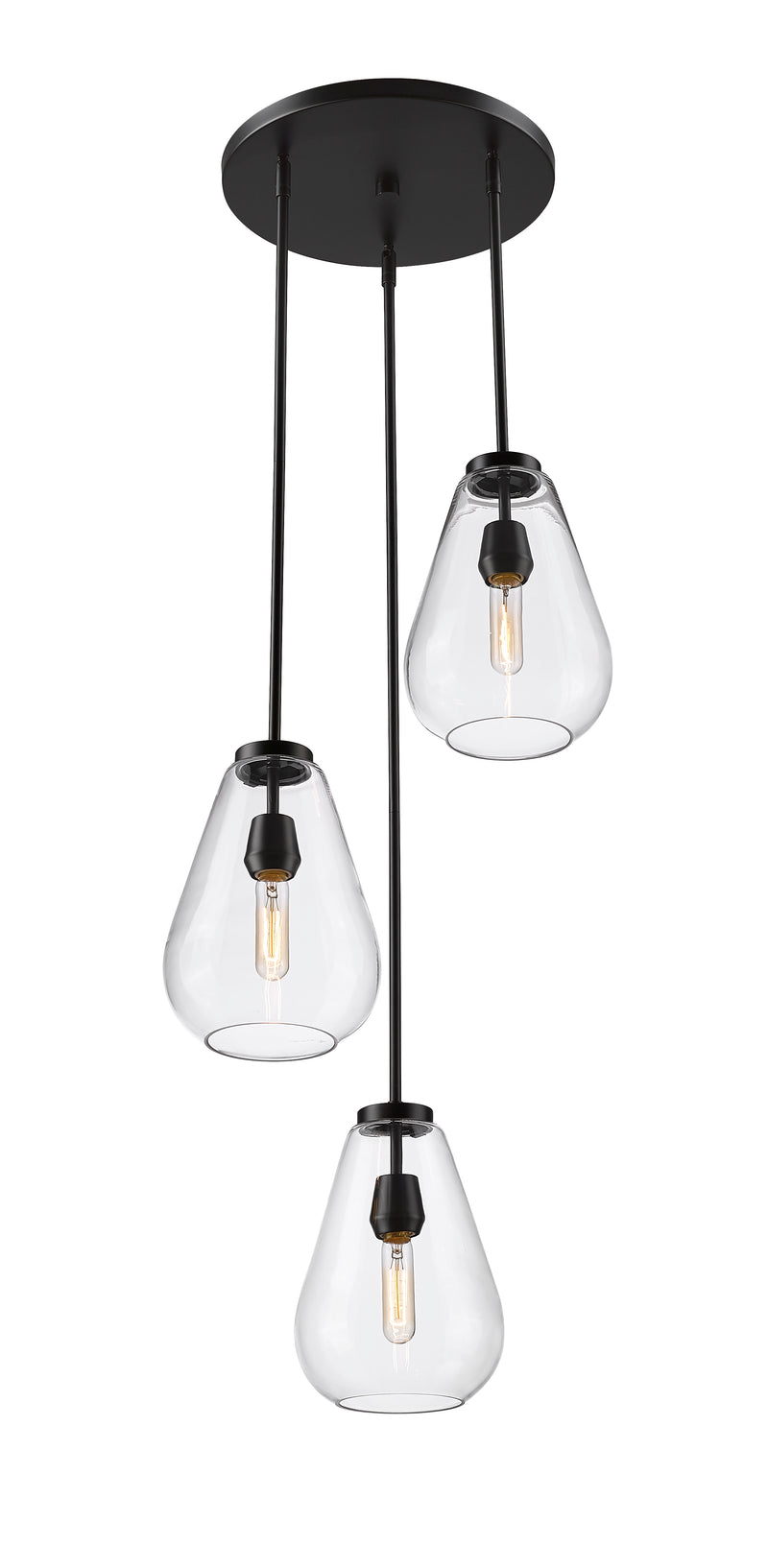 Ayra 3 Light 18" Pendant in Matte Black