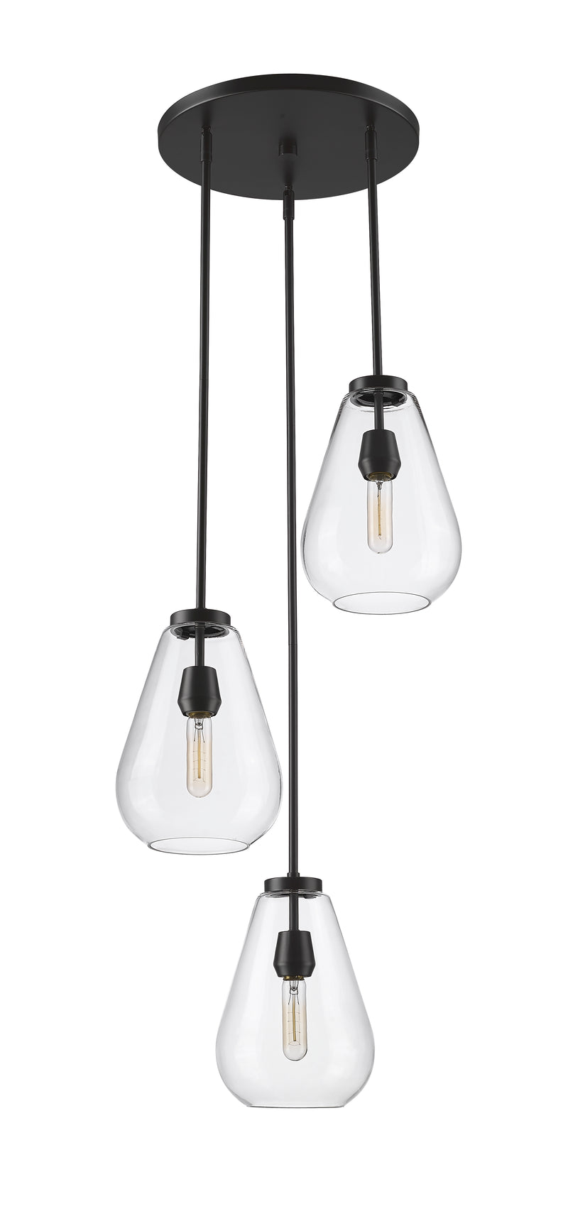 Ayra 3 Light 18" Pendant in Matte Black