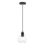 Downtown Sphere Mini Pendant in Black with Brushed Nickel Accents