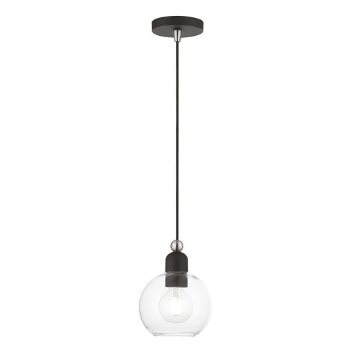 Downtown Sphere Mini Pendant in Black with Brushed Nickel Accents