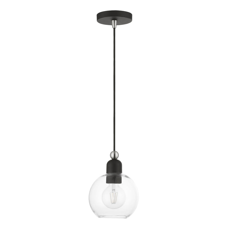 Downtown Sphere Mini Pendant in Black with Brushed Nickel Accents