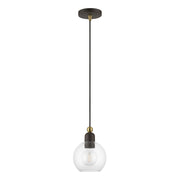 Downtown Sphere Mini Pendant in Bronze with Antique Brass Accents