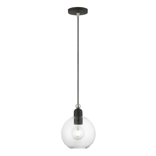 Downtown Sphere Pendant in Black with Brushed Nickel Accents