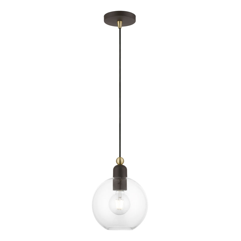 Downtown Sphere Pendant in Bronze with Antique Brass Accents