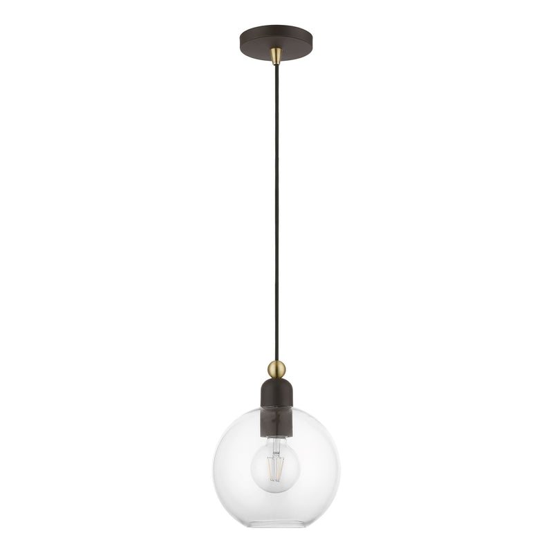 Downtown Sphere Pendant in Bronze with Antique Brass Accents