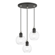 Downtown 3-Light Cluster Pendant in Black with Brushed Nickel Accents