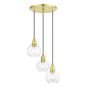Downtown 3-Light Cluster Pendant in Satin Brass