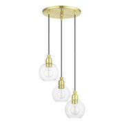 Downtown 3-Light Cluster Pendant in Satin Brass