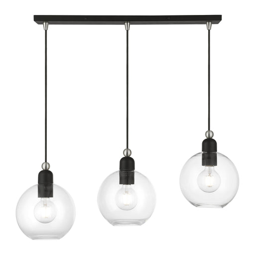 Downtown 3-Light Linear Chandelier in Black with Brushed Nickel Accents