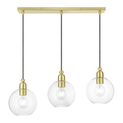 Downtown 3-Light Linear Chandelier in Satin Brass