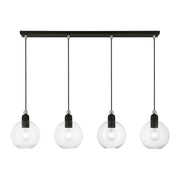 Downtown 4-Light Linear Chandelier in Black with Brushed Nickel Accents