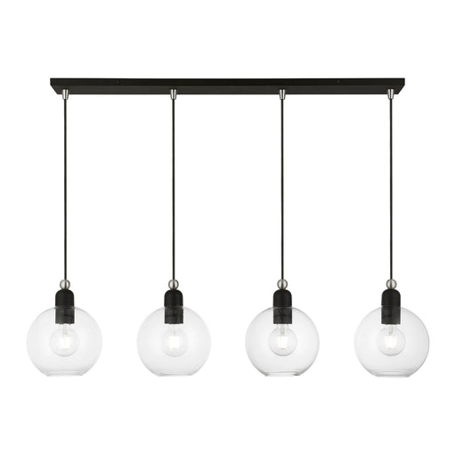 Downtown 4-Light Linear Chandelier in Black with Brushed Nickel Accents