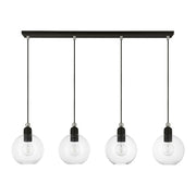 Downtown 4-Light Linear Chandelier in Black with Brushed Nickel Accents