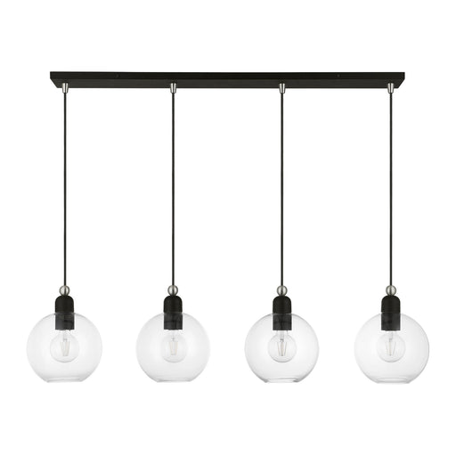 Downtown 4-Light Linear Chandelier in Black with Brushed Nickel Accents