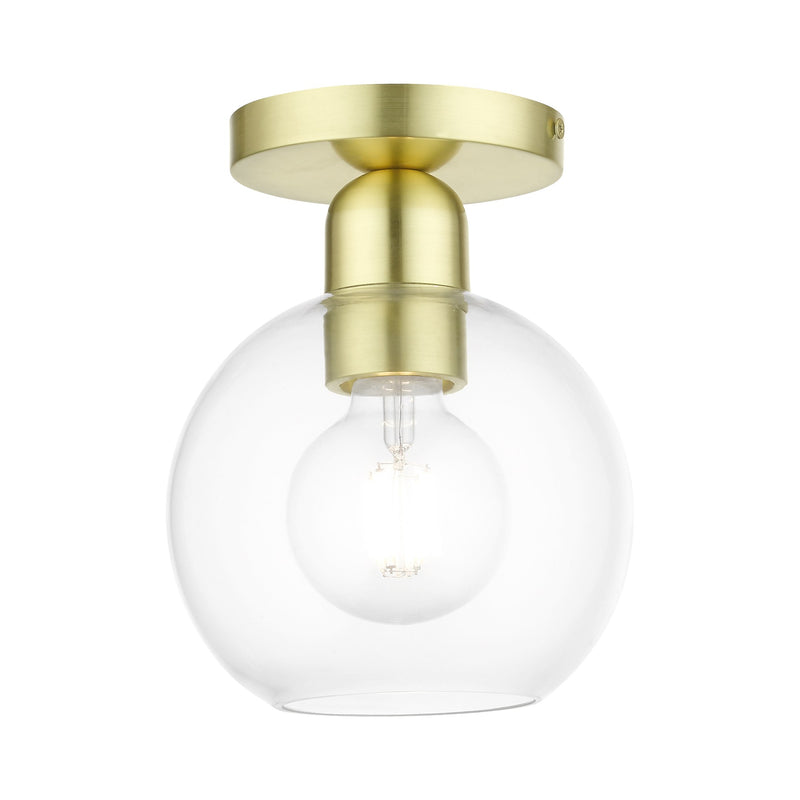 Downtown Sphere Semi-Flush Mount in Satin Brass