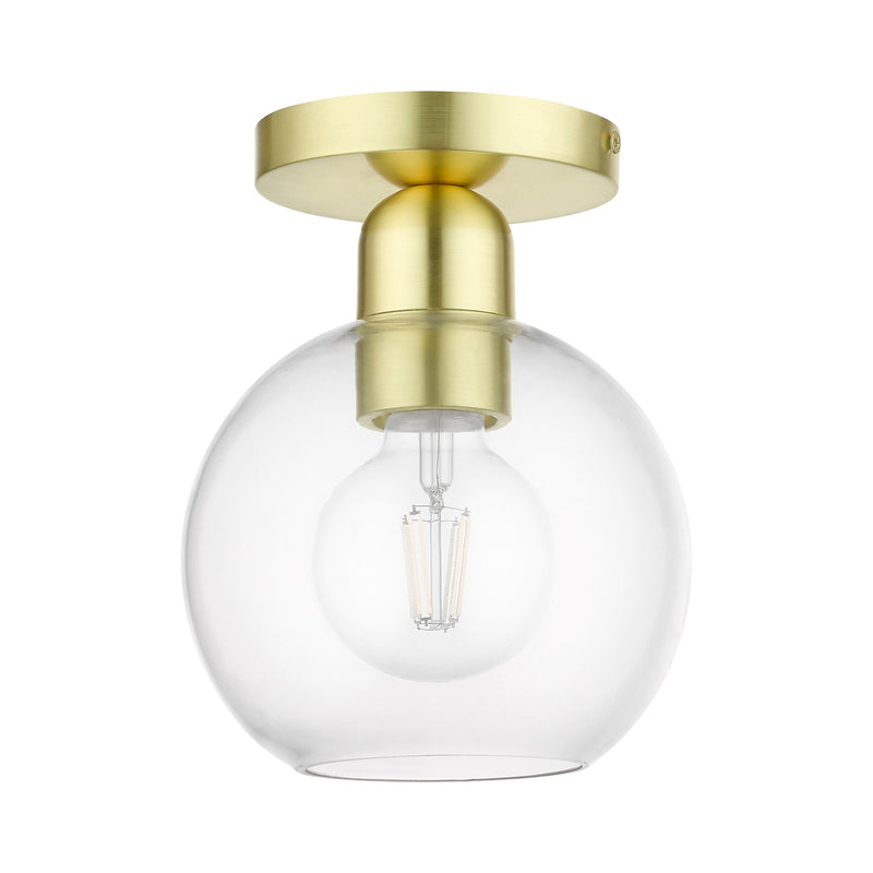 Downtown Sphere Semi-Flush Mount in Satin Brass