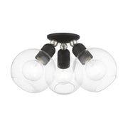 Downtown 3-Light Semi-Flush Mount in Black with Brushed Nickel Accents
