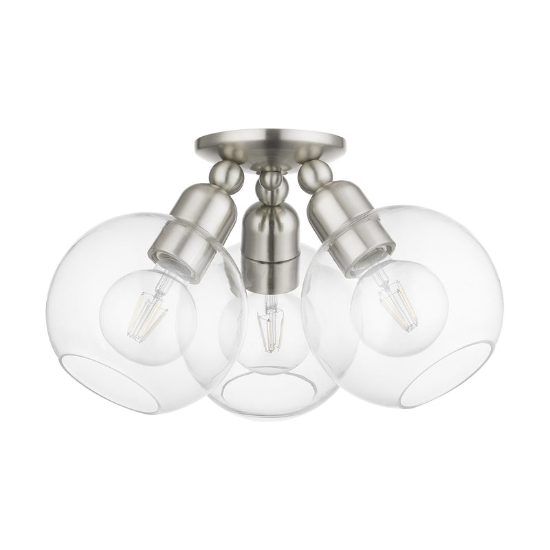 Downtown 3-Light Semi-Flush Mount in Brushed Nickel