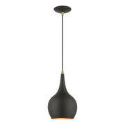 Andes Mini Pendant in Black with Antique Brass Accents
