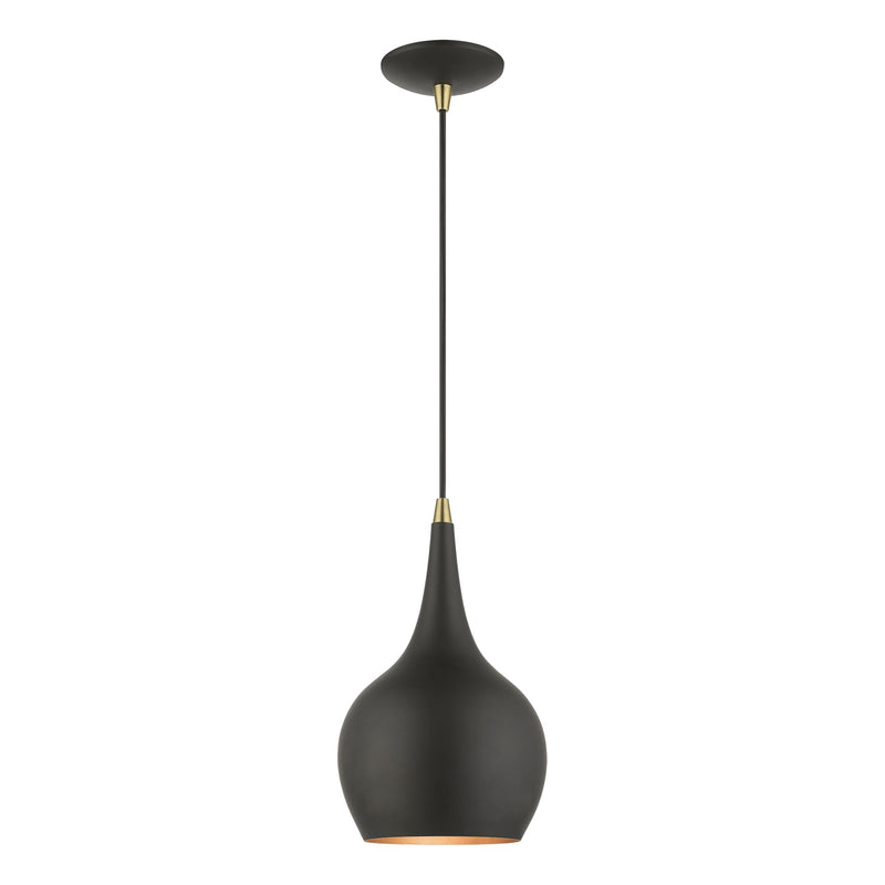 Andes Mini Pendant in Black with Antique Brass Accents
