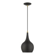 Andes Mini Pendant in Black with Antique Brass Accents