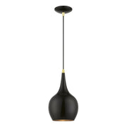 Andes Mini Pendant in Shiny Black with Polished Brass Accents