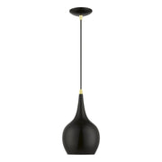 Andes Mini Pendant in Shiny Black with Polished Brass Accents