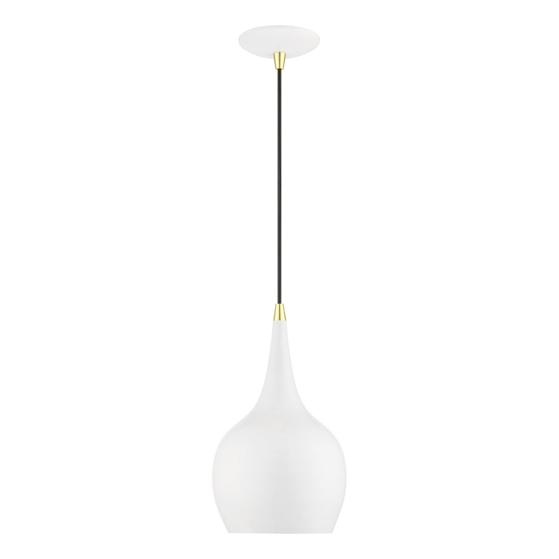 Andes Mini Pendant in Shiny White with Polished Brass Accents