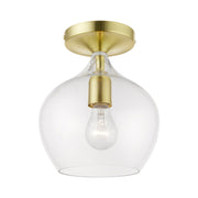 Aldrich Semi-Flush Mount in Satin Brass with Polished Brass Accents