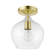 Aldrich Semi-Flush Mount in Satin Brass with Polished Brass Accents
