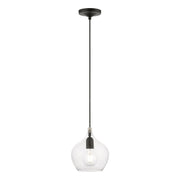 Aldrich 8" Pendant in Black with Brushed Nickel Accents