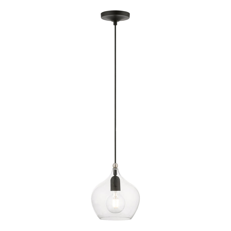Aldrich 8" Pendant in Black with Brushed Nickel Accents