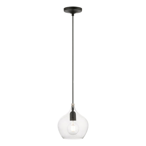 Aldrich 8" Pendant in Black with Brushed Nickel Accents