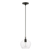 Aldrich 8" Pendant in Black with Brushed Nickel Accents