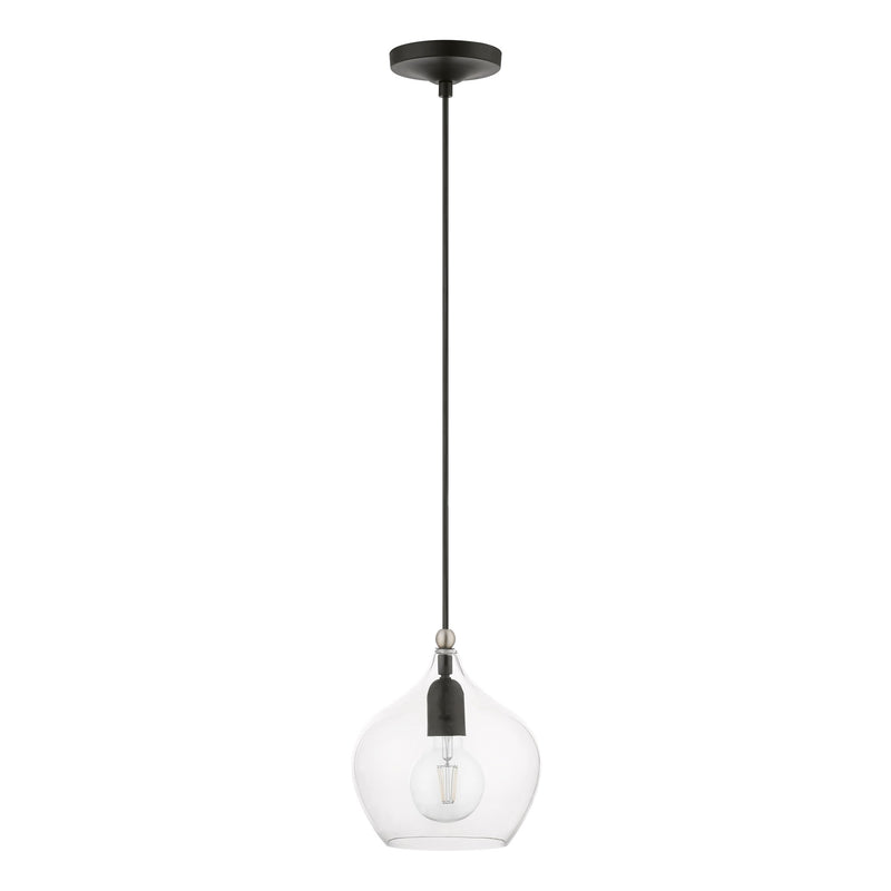 Aldrich 8" Pendant in Black with Brushed Nickel Accents