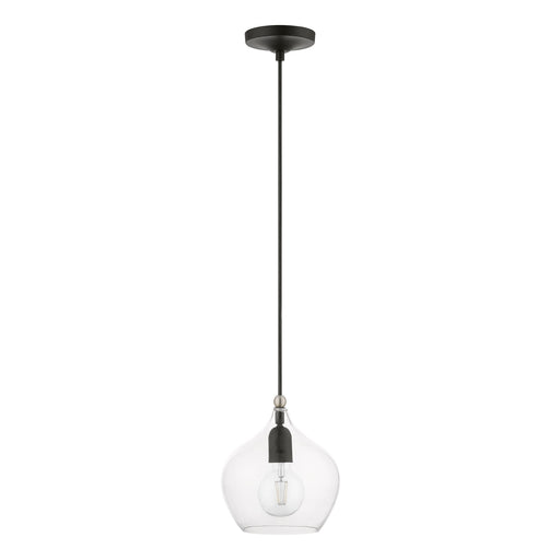 Aldrich 8" Pendant in Black with Brushed Nickel Accents