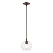 Aldrich 8" Pendant in Bronze with Antique Brass Accents